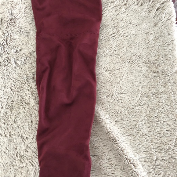 Vino Red over the knee block heel back tie boot - Picture 6 of 7